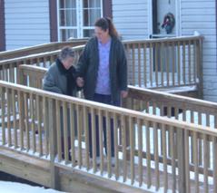 Helen Kretiv, Trout Run, enjoys easy access to her home from a new ramp